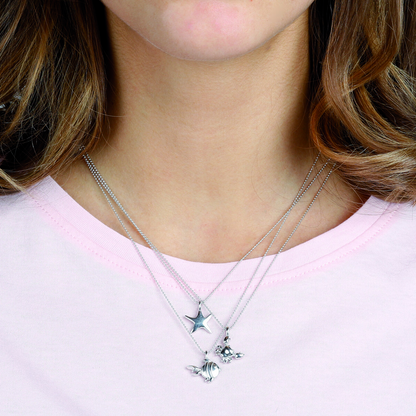 Collana Maglia a Palline in Argento 925 placcato Platino con Ciondolo Animale