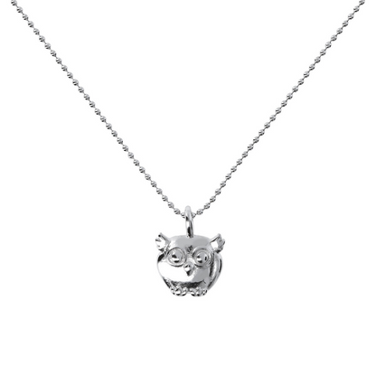 Collana Maglia a Palline in Argento 925 placcato Platino con Ciondolo Animale