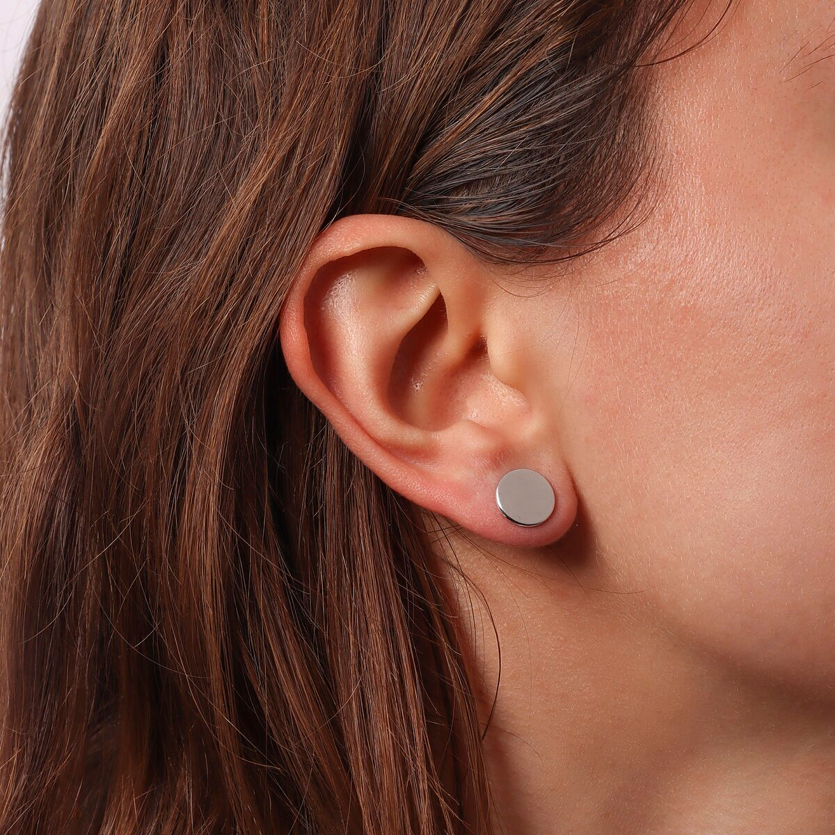 Orecchini a Bottone in Argento 925 placcato Platino