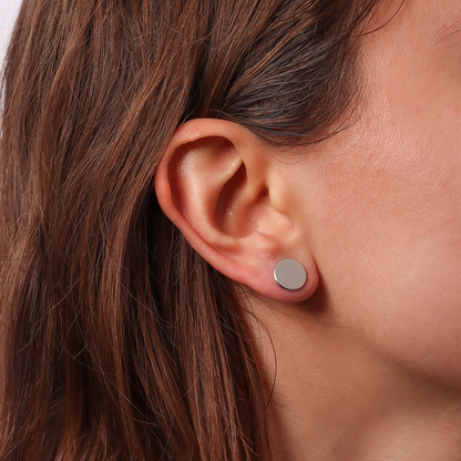 Orecchini a Bottone in Argento 925 placcato Platino