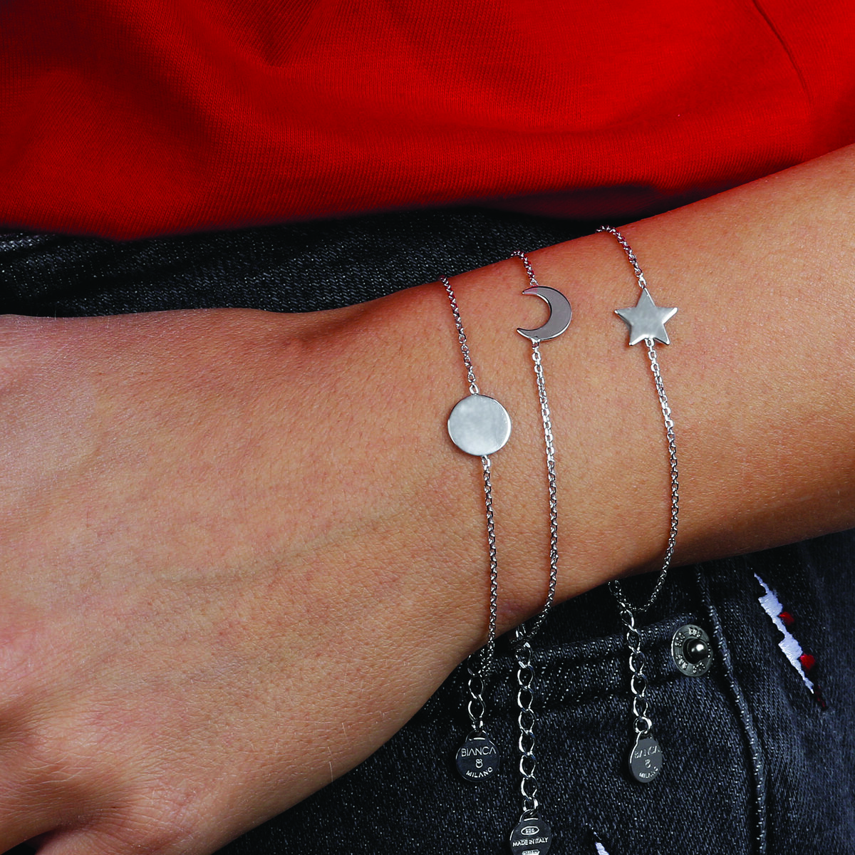Bracciale con Charm in Argento 925 placcato Platino