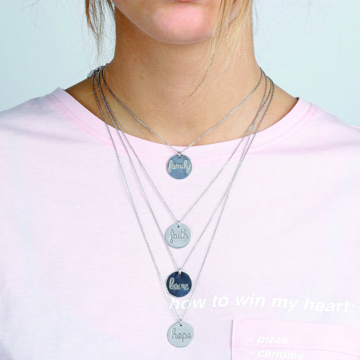 Collana Catena Forzatina in Argento 925 placcato Platino con Pendente Scritta