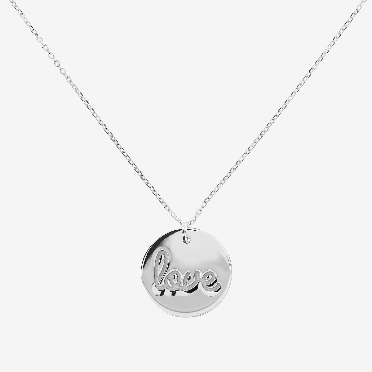 Collana Catena Forzatina in Argento 925 placcato Platino con Pendente Scritta