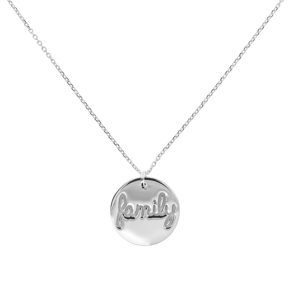Collana Catena Forzatina in Argento 925 placcato Platino con Pendente Scritta