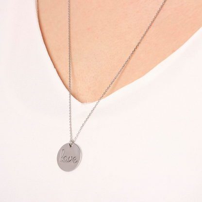 Collana Catena Forzatina in Argento 925 placcato Platino con Pendente Scritta