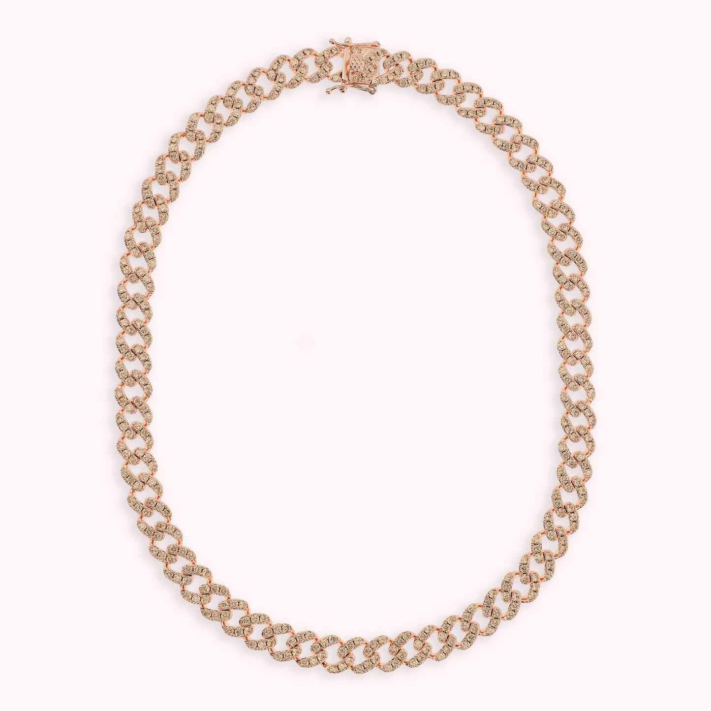 Collier ras du cou à chaîne carrée avec pavé de zircones cubiques