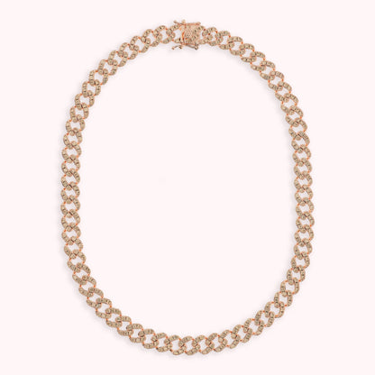 Collier ras du cou à chaîne carrée avec pavé de zircones cubiques