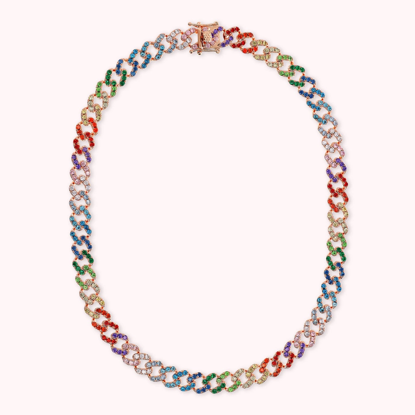 Collier ras du cou à chaîne carrée avec pavé de zircones cubiques