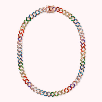 Collier ras du cou à chaîne carrée avec pavé de zircones cubiques