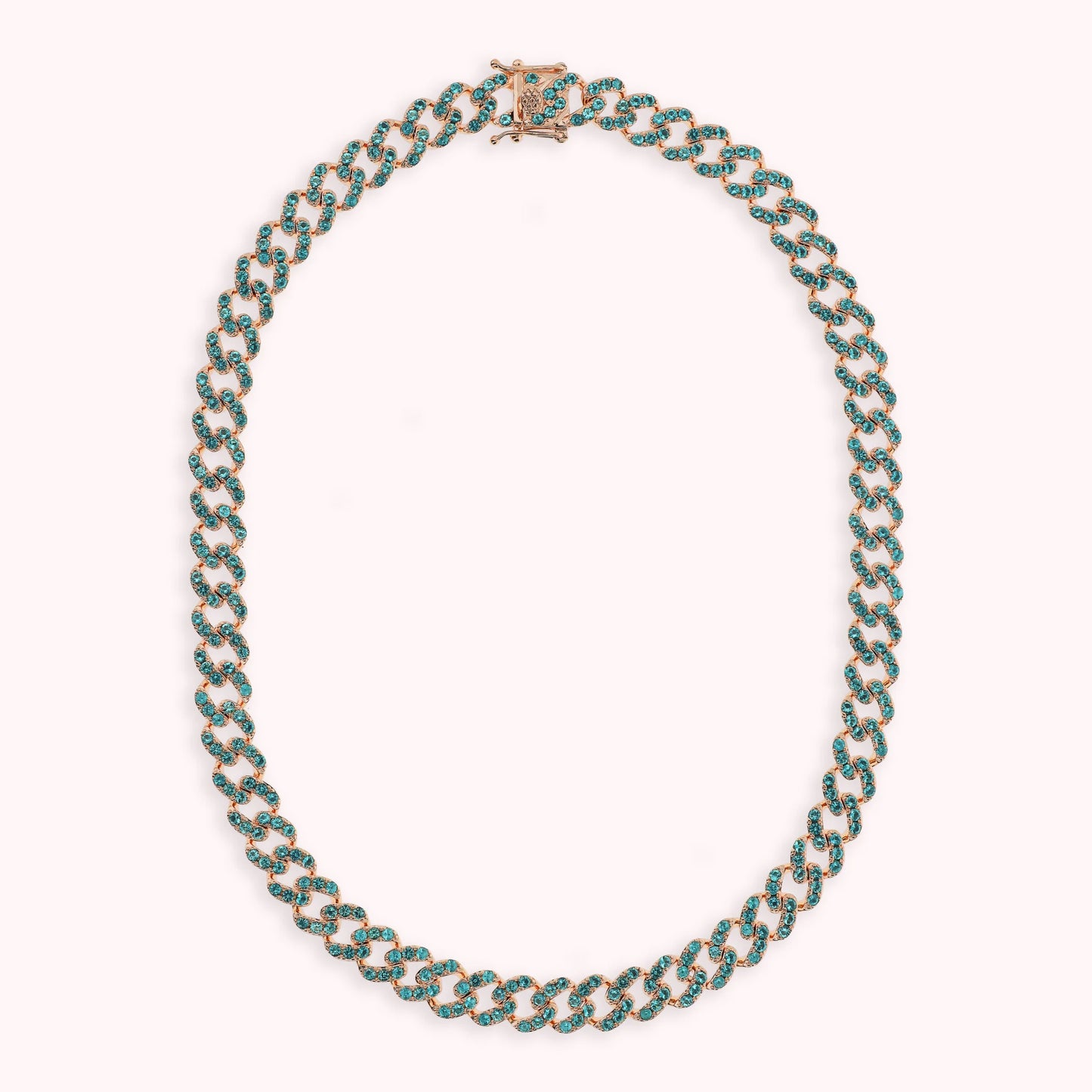 Collier ras du cou à chaîne carrée avec pavé de zircones cubiques