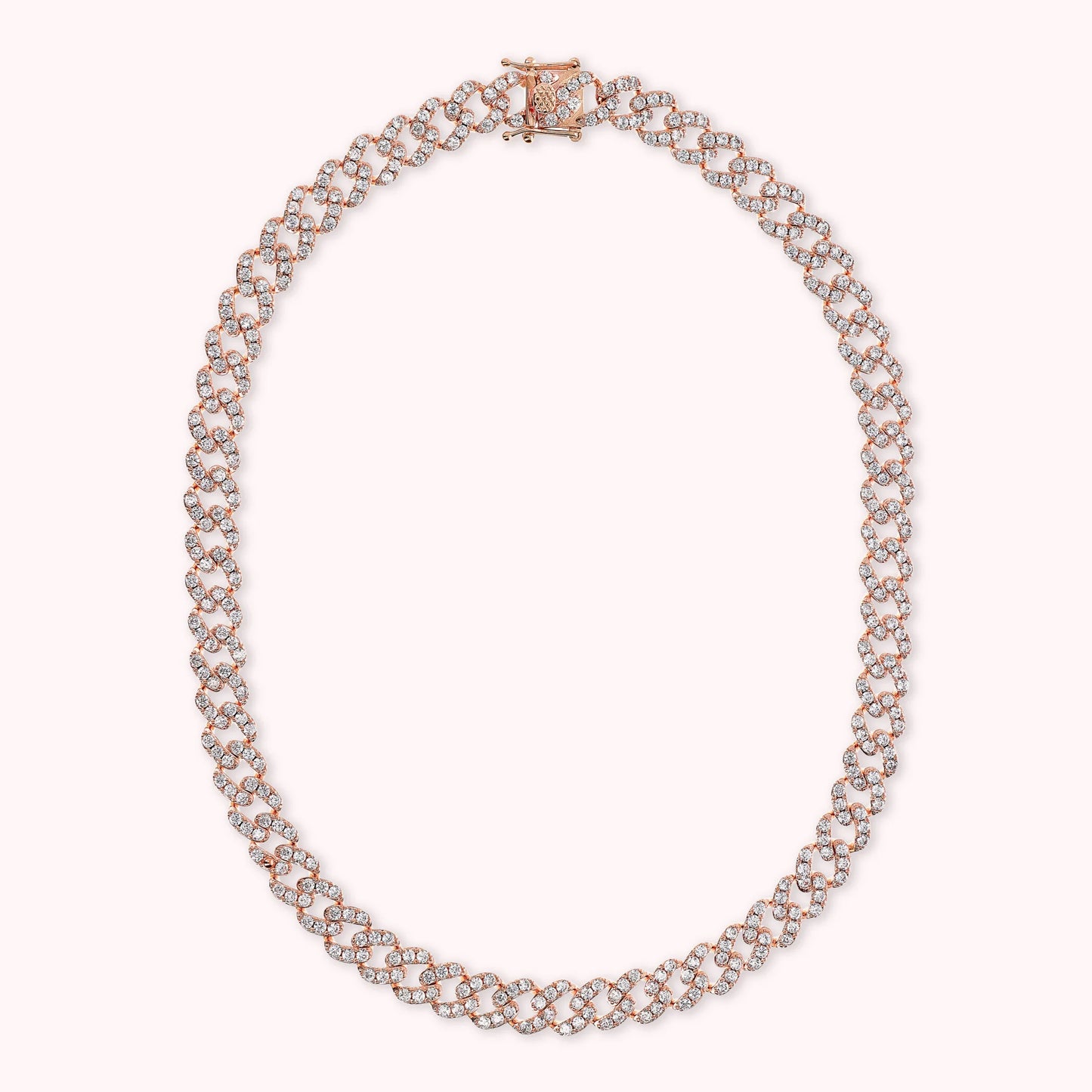Collier ras du cou à chaîne carrée avec pavé de zircones cubiques