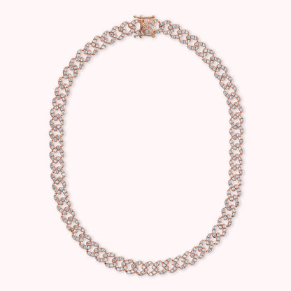 Collier ras du cou à chaîne carrée avec pavé de zircones cubiques