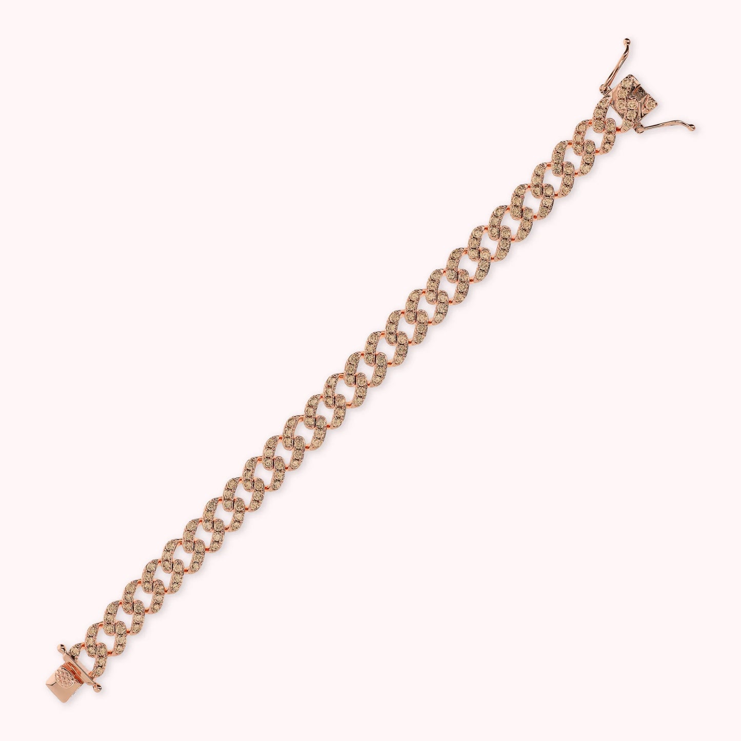 Quadratisches Grumetta-Kettenarmband mit kubischem Zirkonia-Pavé