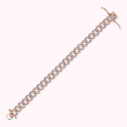 Quadratisches Grumetta-Kettenarmband mit kubischem Zirkonia-Pavé
