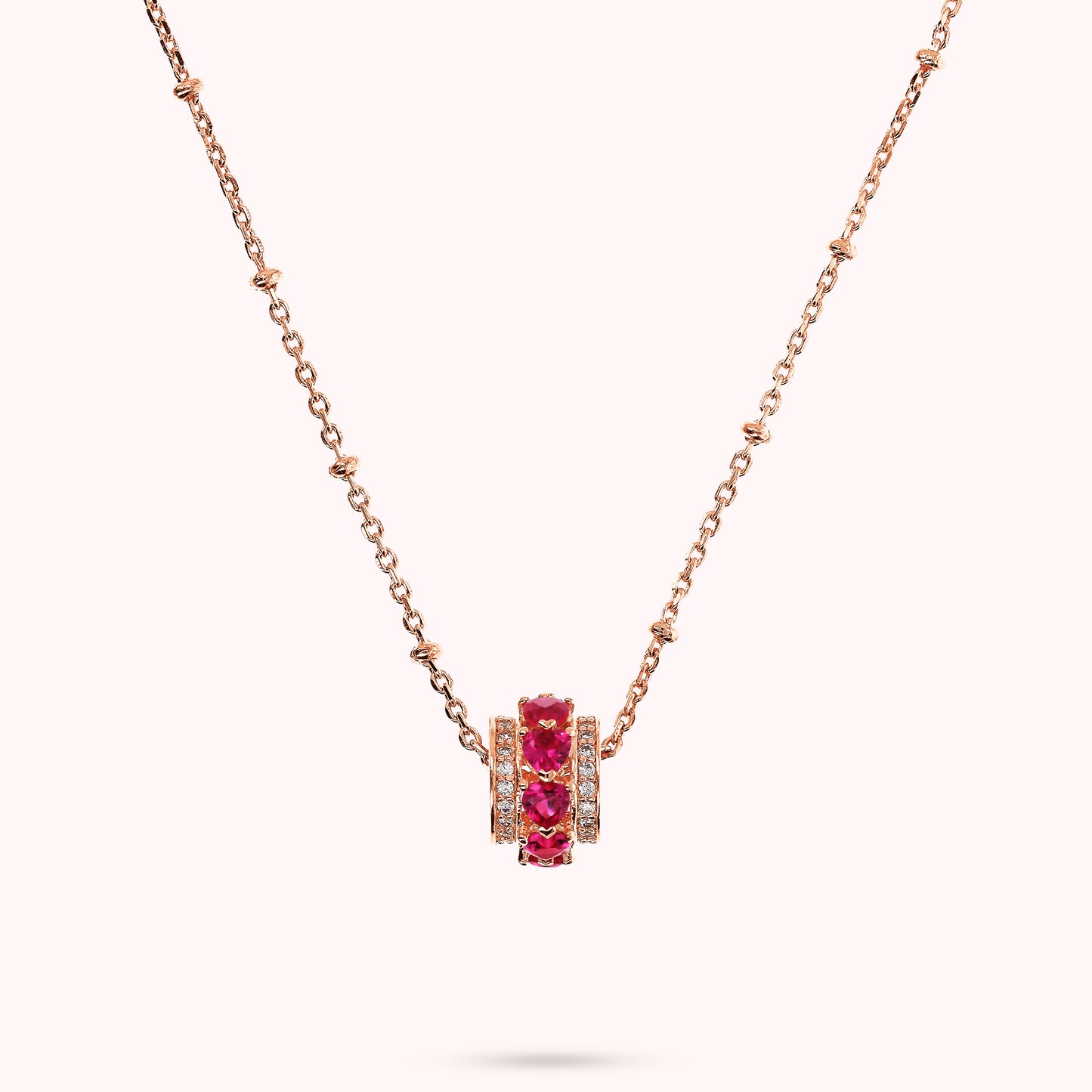 Collana con Pendente a Rondella e Cuori in Cubic Zirconia