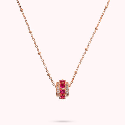Collana con Pendente a Rondella e Cuori in Cubic Zirconia