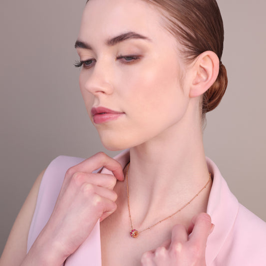 Collana con Pendente a Rondella e Cuori in Cubic Zirconia