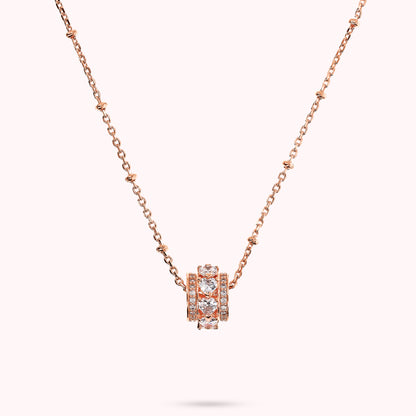 Collana con Pendente a Rondella e Cuori in Cubic Zirconia