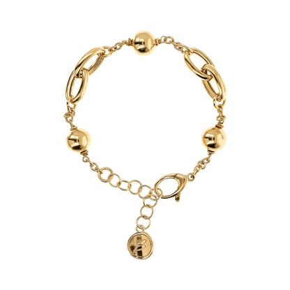 Bracciale Golden con Maglie Ovali Intrecciate e Bead Lucide
