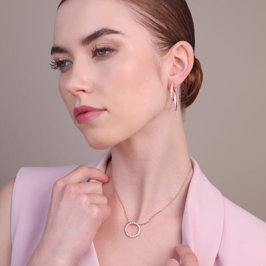 Collana con Pendente ad Anello in Cubic Zirconia