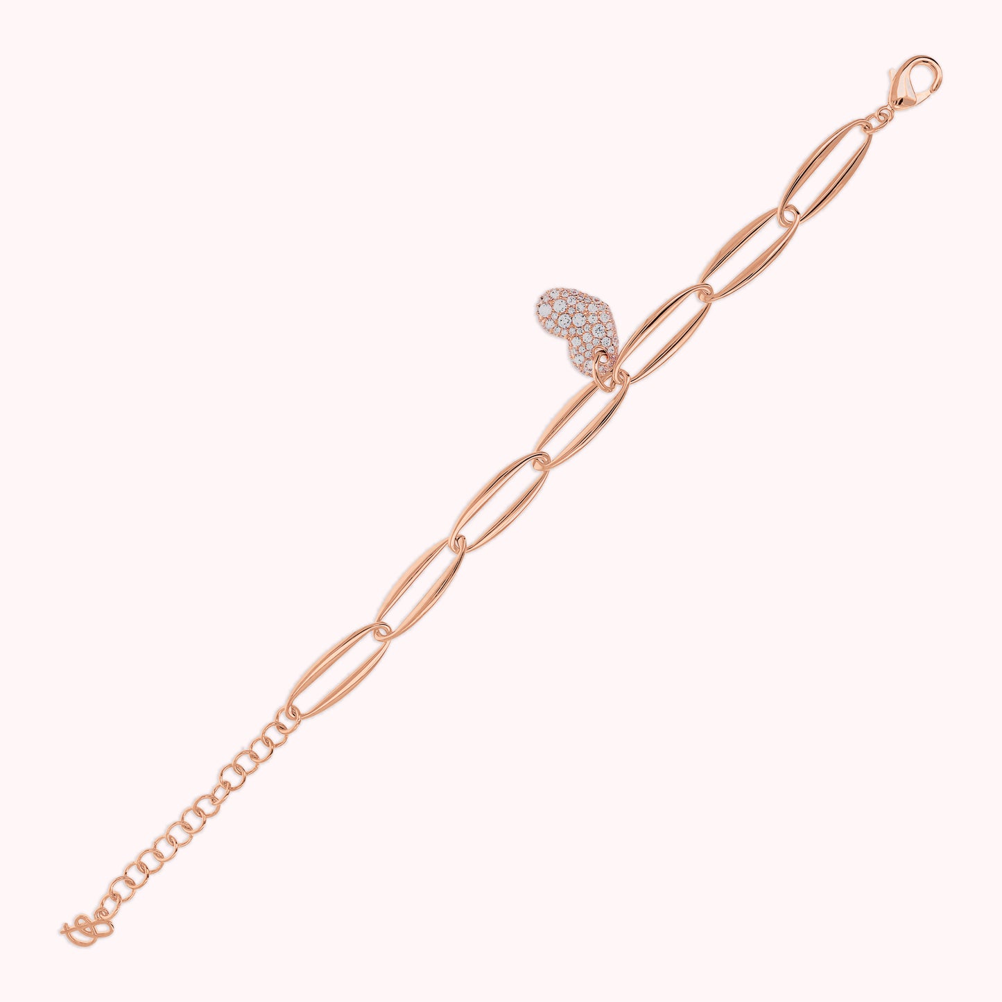 Bracelet à maillons marquise et cœur en pavé de zircones cubiques