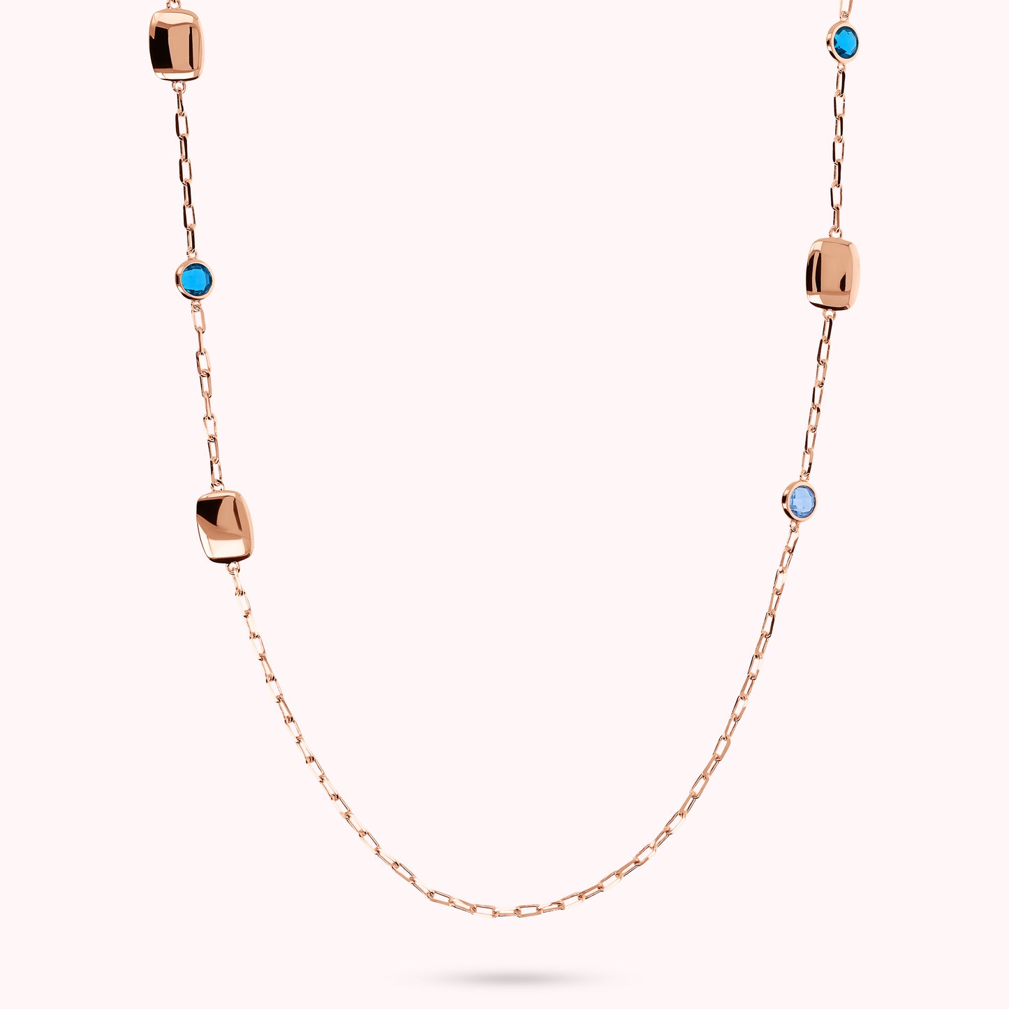Collana Lunga con Pepite e Prisma Gem Tonde e a Baguette