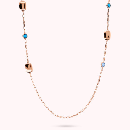 Collana Lunga con Pepite e Prisma Gem Tonde e a Baguette