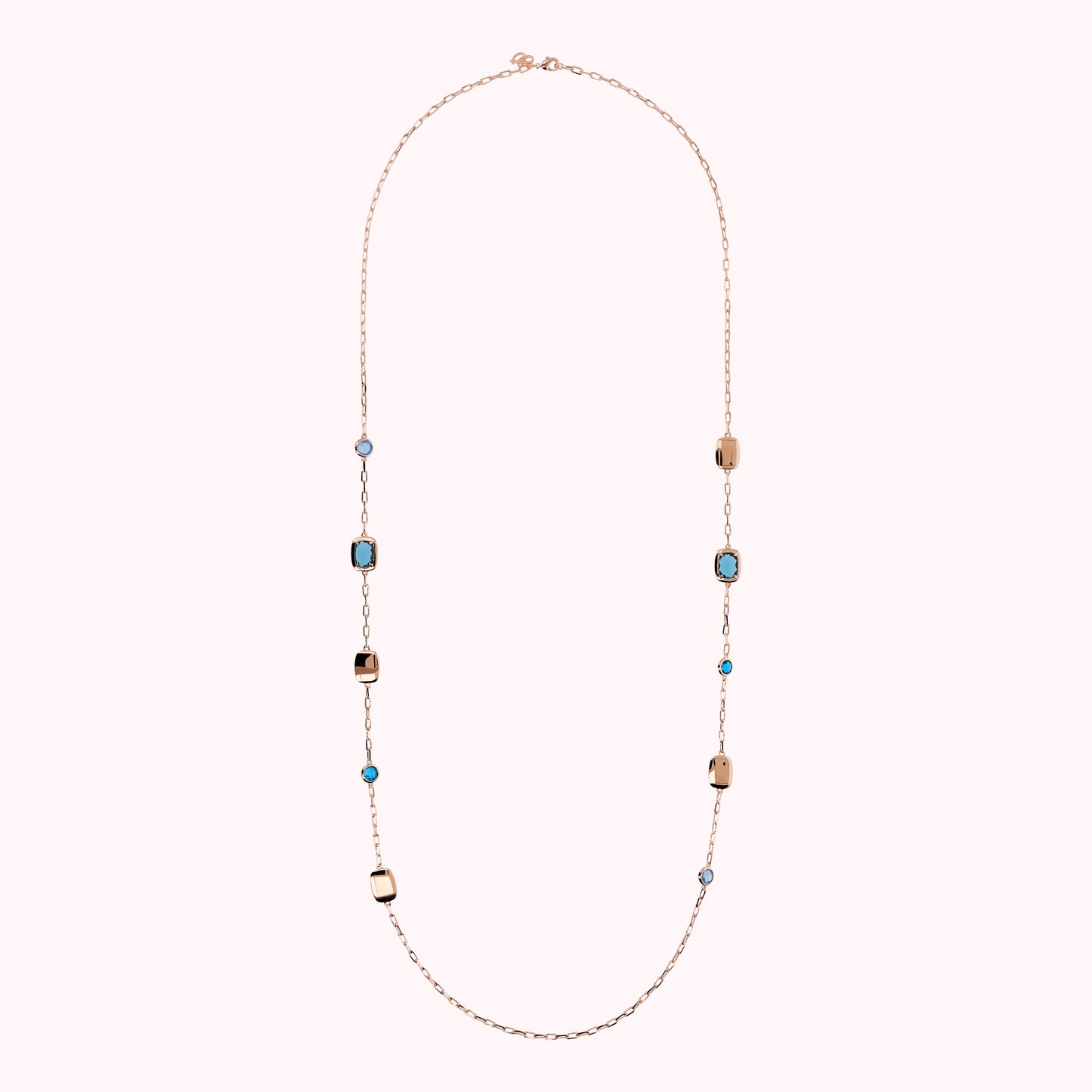 Collana Lunga con Pepite e Prisma Gem Tonde e a Baguette