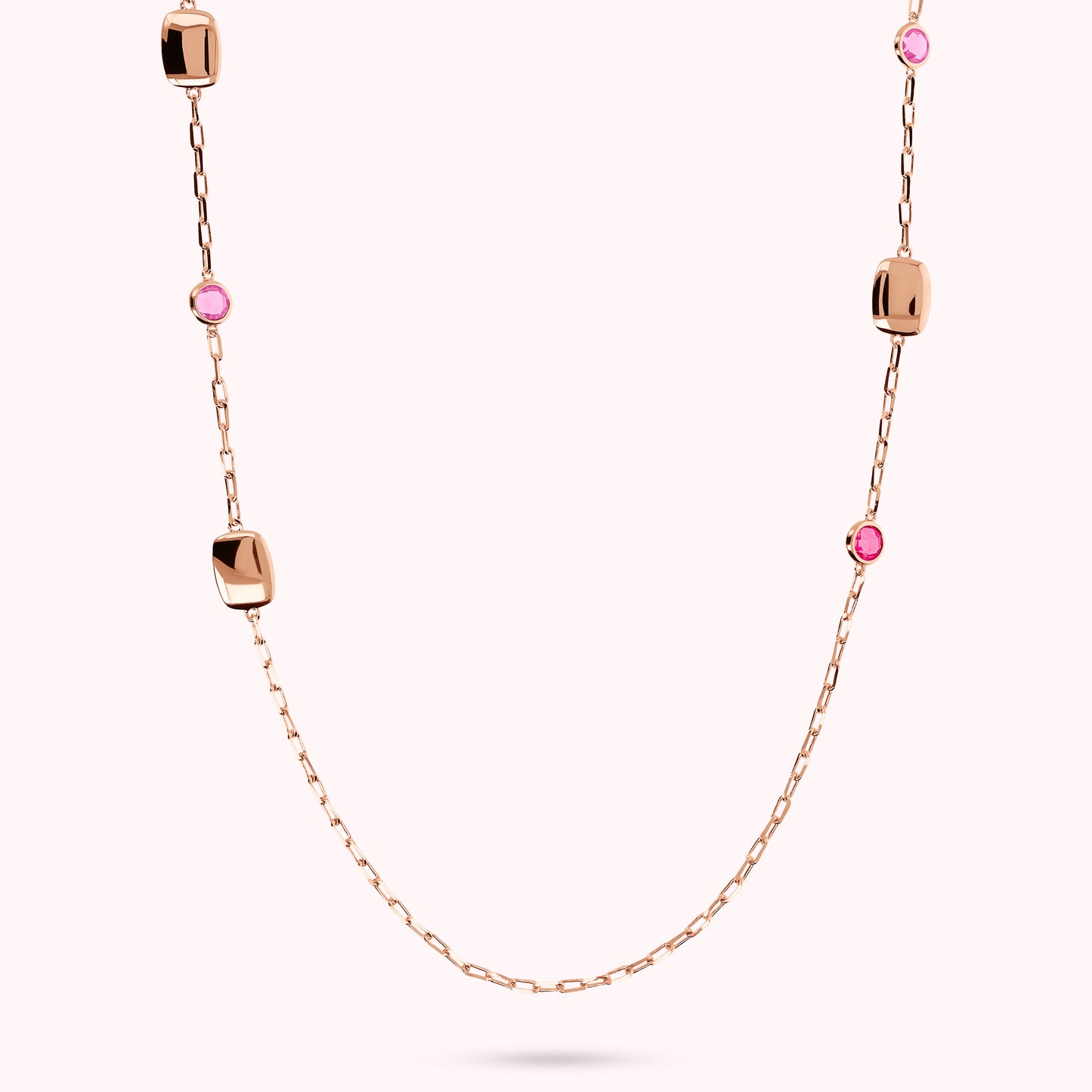 Collana Lunga con Pepite e Prisma Gem Tonde e a Baguette