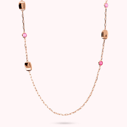 Collana Lunga con Pepite e Prisma Gem Tonde e a Baguette