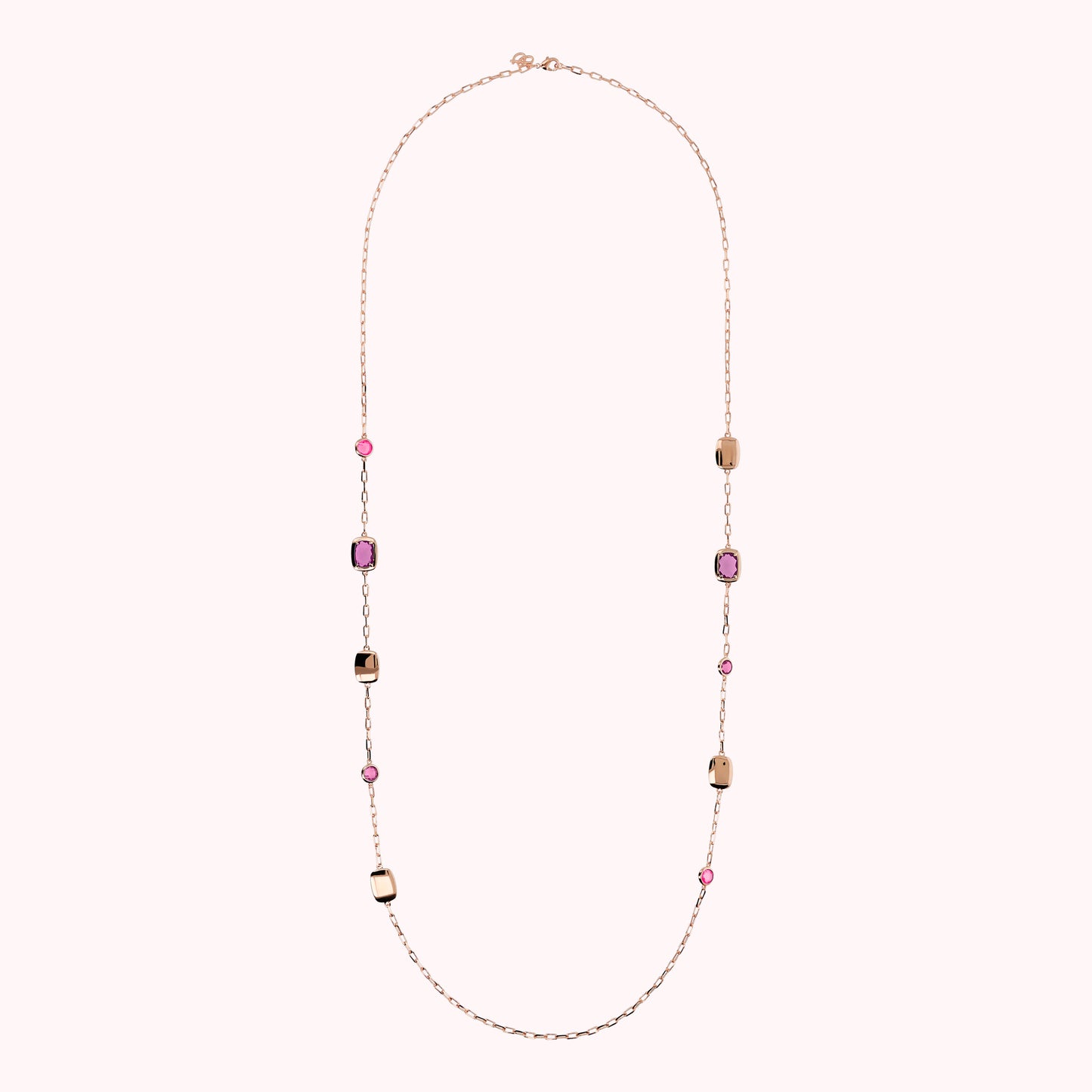 Collana Lunga con Pepite e Prisma Gem Tonde e a Baguette