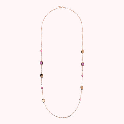 Collana Lunga con Pepite e Prisma Gem Tonde e a Baguette