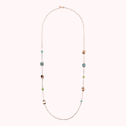 Collana Lunga con Pepite e Prisma Gem Tonde e a Baguette