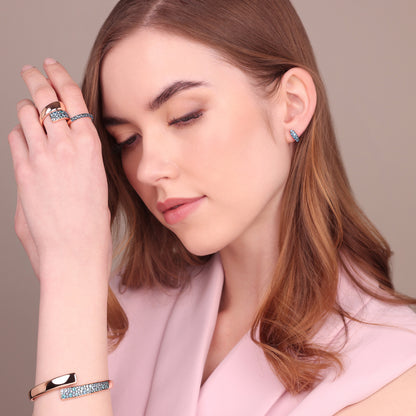 Orecchini a Cerchio Graduati con Pavé di Cubic Zirconia