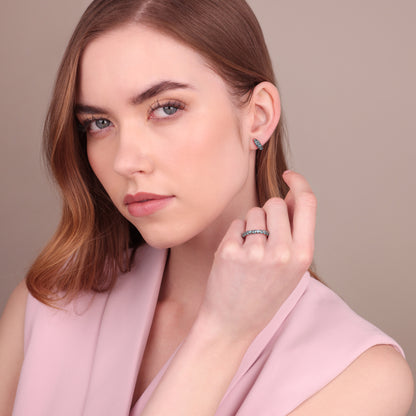 Orecchini a Cerchio Graduati con Pavé di Cubic Zirconia
