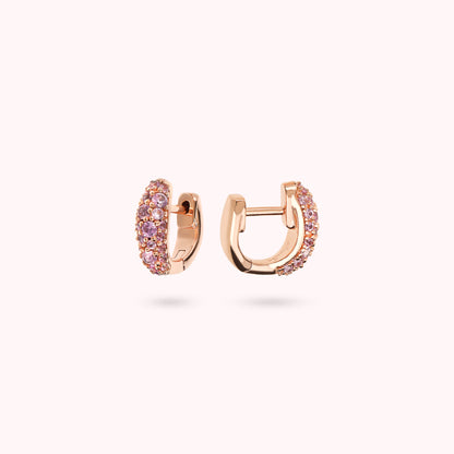 Orecchini a Cerchio Graduati con Pavé di Cubic Zirconia