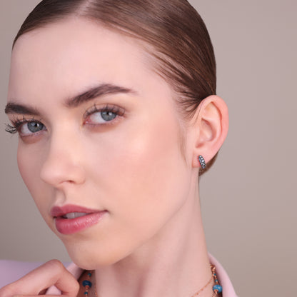 Orecchini a Cerchio Graduati con Pavé di Cubic Zirconia