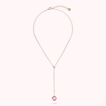 Collana a Cravatta con Rondella in Pavé e Pendente in Prisma Gem Tonda