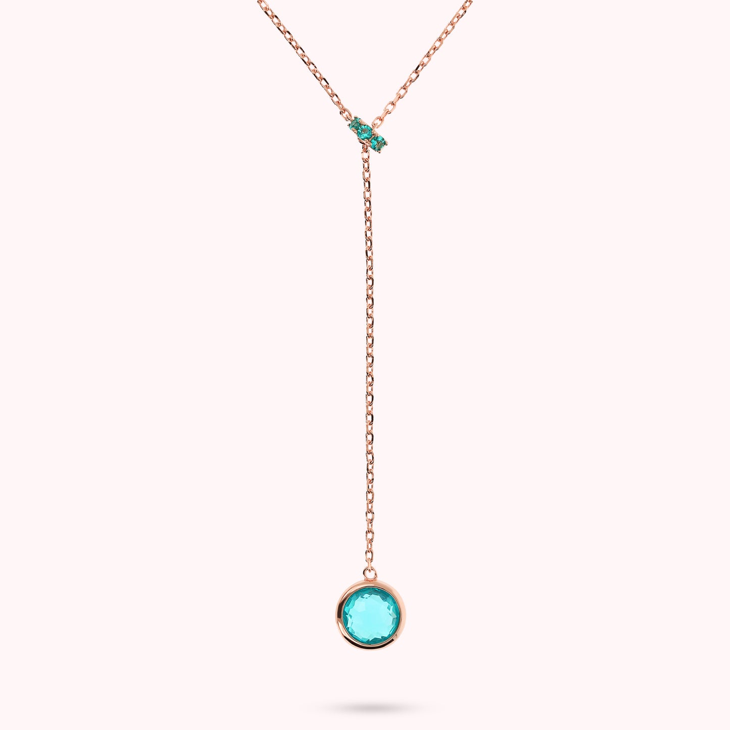 Collana a Cravatta con Rondella in Pavé e Pendente in Prisma Gem Tonda