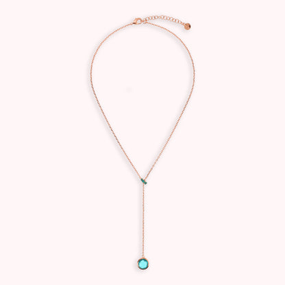 Collana a Cravatta con Rondella in Pavé e Pendente in Prisma Gem Tonda