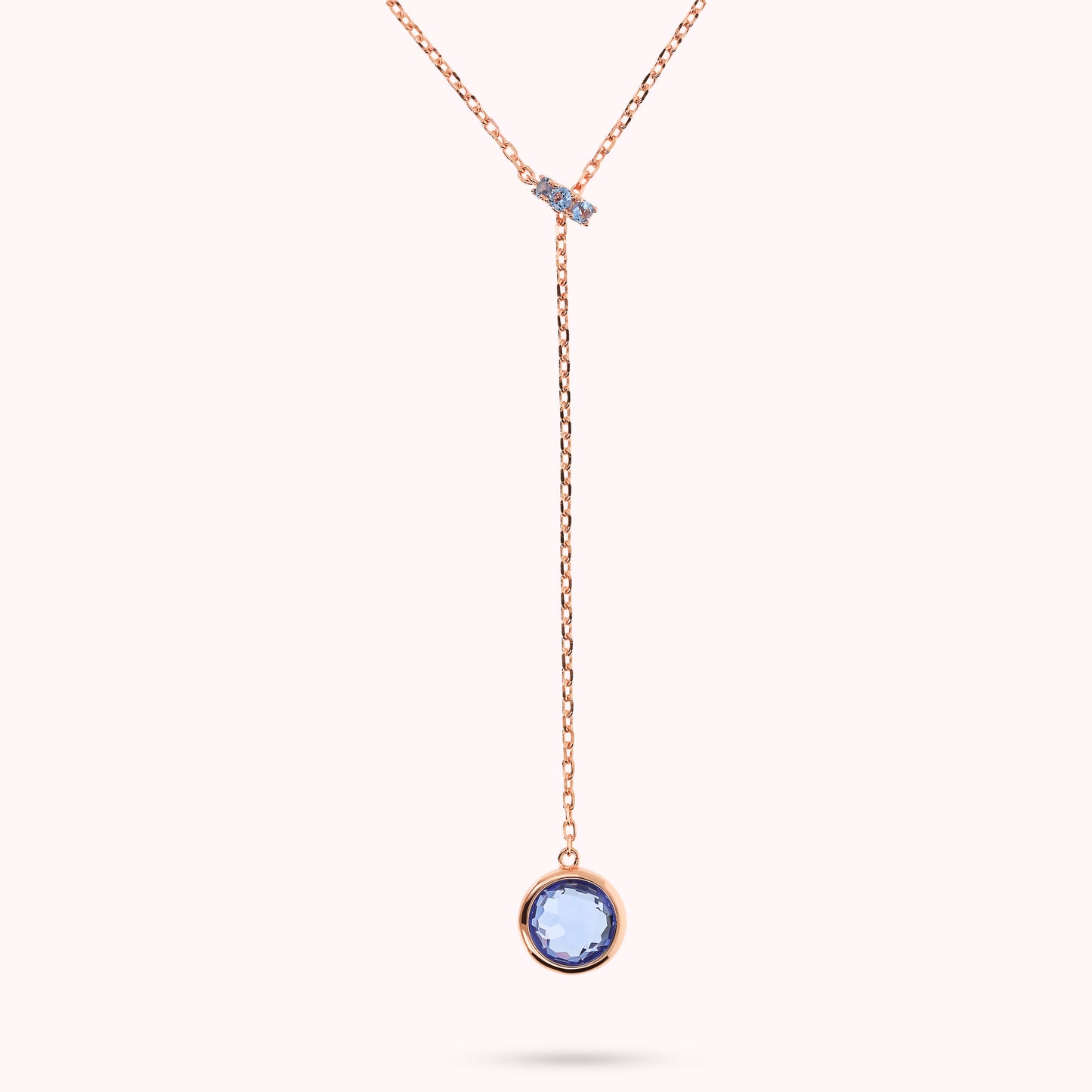 Collana a Cravatta con Rondella in Pavé e Pendente in Prisma Gem Tonda