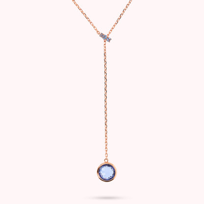 Collana a Cravatta con Rondella in Pavé e Pendente in Prisma Gem Tonda