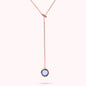 Collana a Cravatta con Rondella in Pavé e Pendente in Prisma Gem Tonda