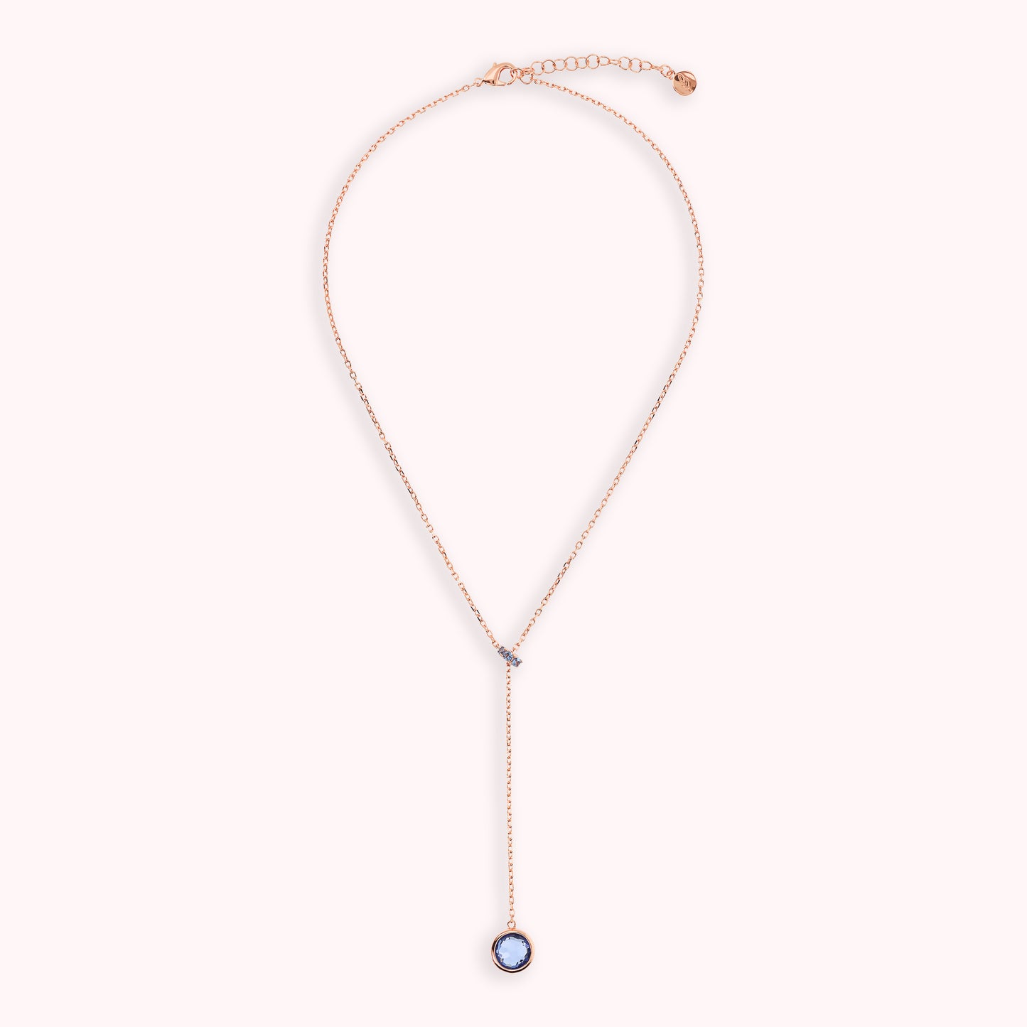 Collana a Cravatta con Rondella in Pavé e Pendente in Prisma Gem Tonda