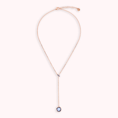 Collana a Cravatta con Rondella in Pavé e Pendente in Prisma Gem Tonda