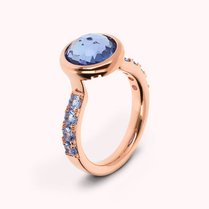 Anello Cocktail con Cubic Zirconia e Prisma Gem Tonda