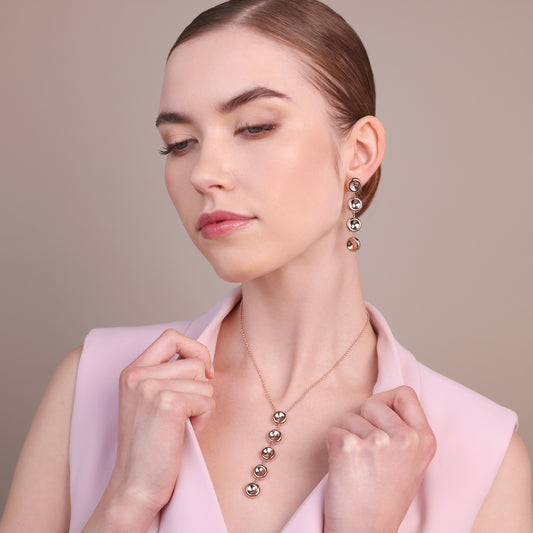 Collana a Cravatta con Drop di Bottoni Lucidi
