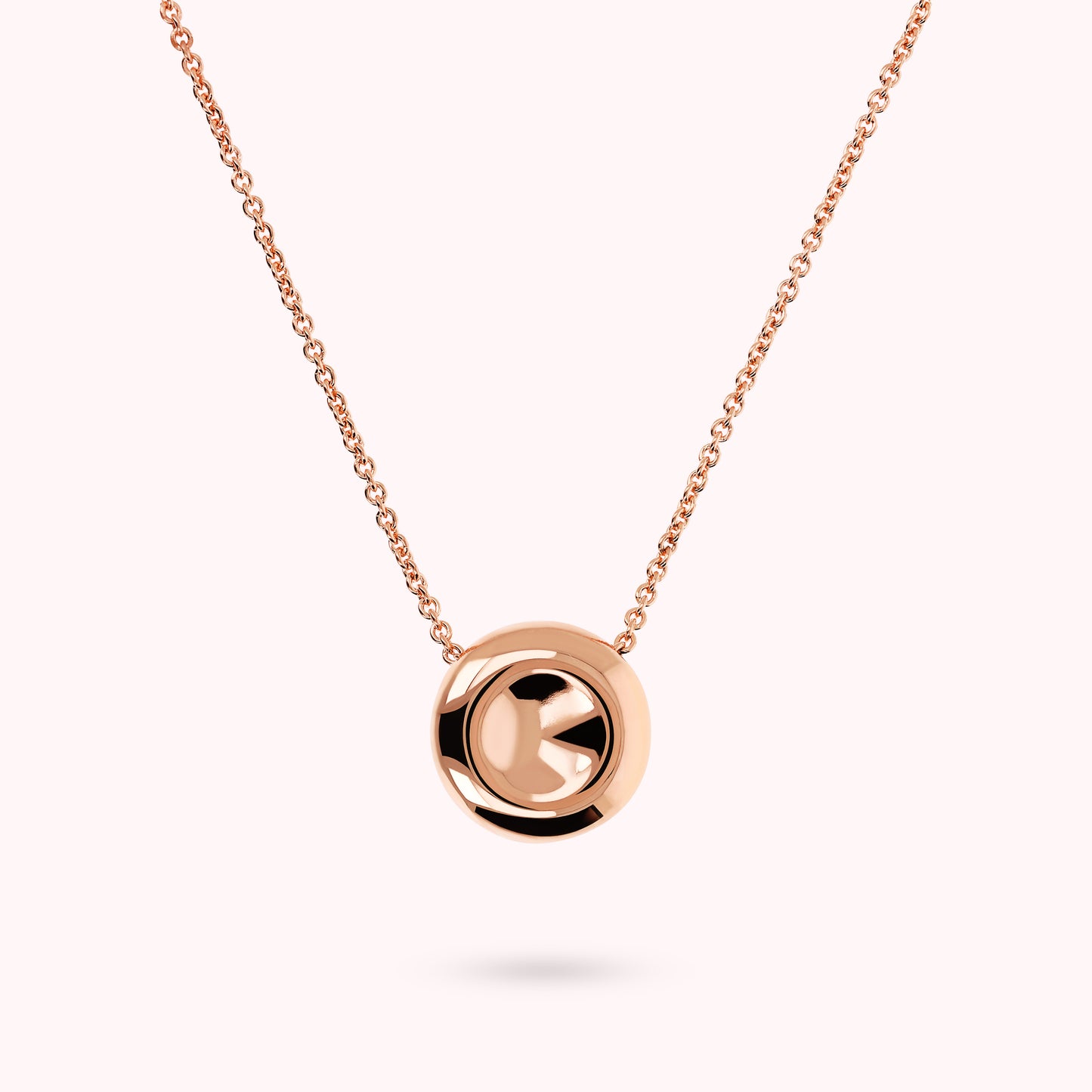 Collana Catena Rolo con Pendente a Bottone Lucido