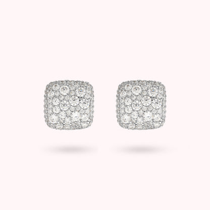 Orecchini a Lobo Quadrati con Pavé di Cubic Zirconia