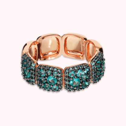 Anello a Fascia con Elementi Quadrati in Pavé di Cubic Zirconia